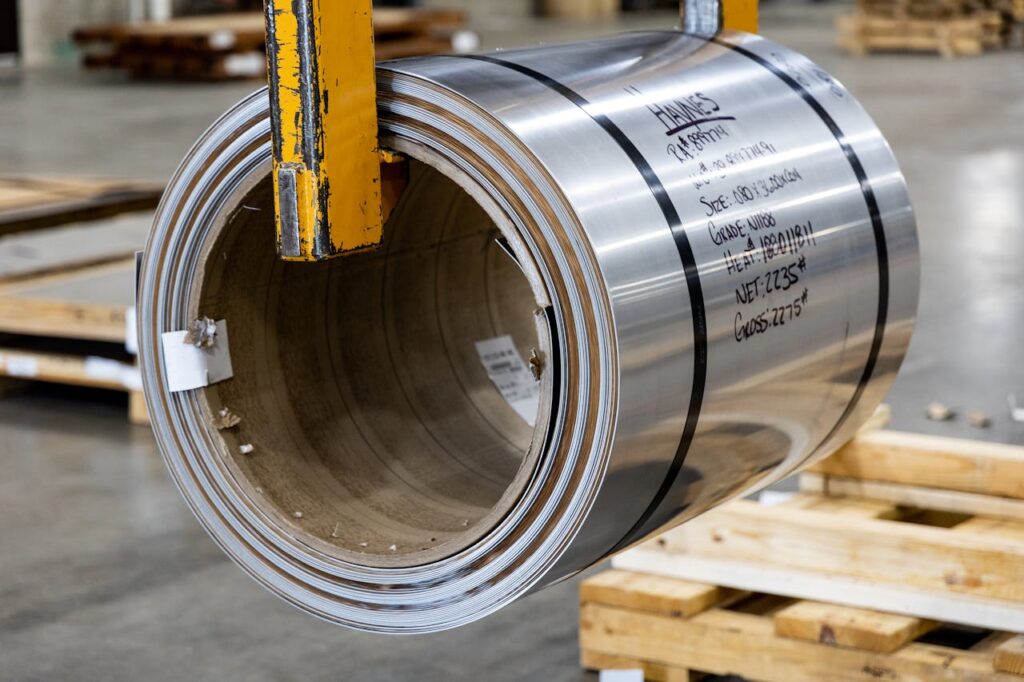 Close-up of a Roll of Aluminum in a Factory 